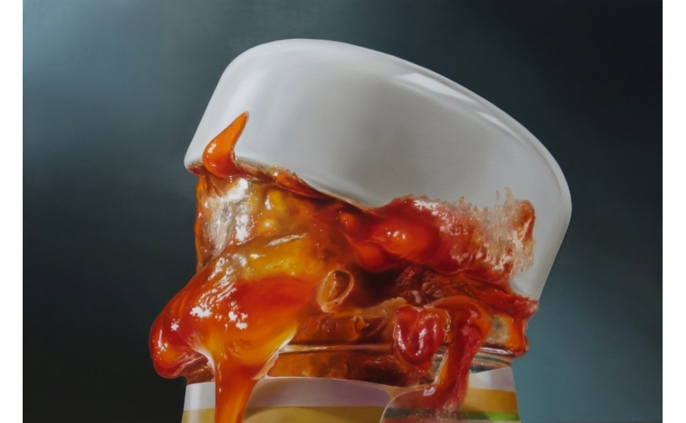 Vieze Ketchupdop, 2015, olieverf op doek. Dit werk is niet in mijn bezit maar wordt aangeboden namens de huidige eigenaar en bevindt zich dus niet in het atelier. Uw reaktie wordt doorgezet.